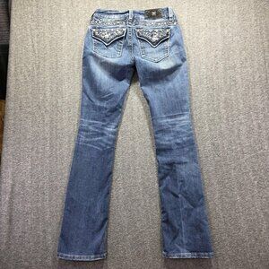 Miss Me Jeans Womens 26 Blue Mid-Rise Slim Boot Rhinestone Embellished Pockets